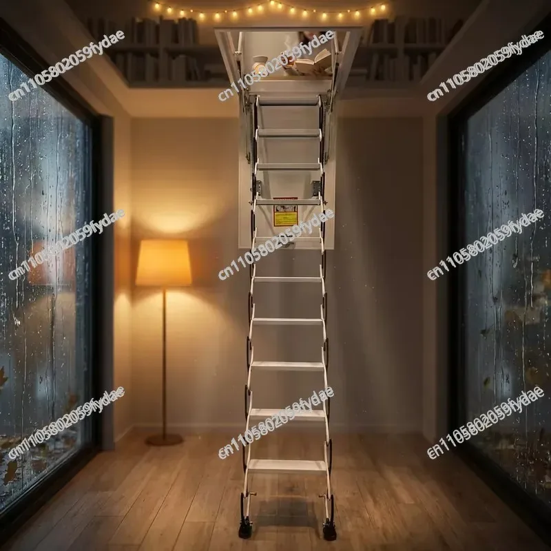 Semi-automatic Steel Indoor Stretching Ladder Household Loft Stairs Villa Duplex Invisible Folding Elevator Telescopic Stairs