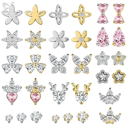 ZS 1 Piece Stainless Steel Dermal Anchor Men Women Bowknot Flower Dermal Piercings CZ Crystal Hide In Skin Microdermal Piercing