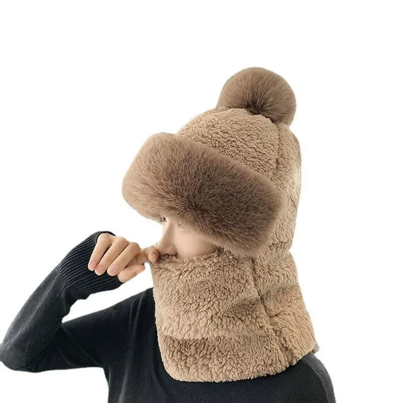 Windproof Neck Protective Warm Thickened Scarf Lovely Ear-Protection Hats Double Layer Ear Protection Riding Cold Hat