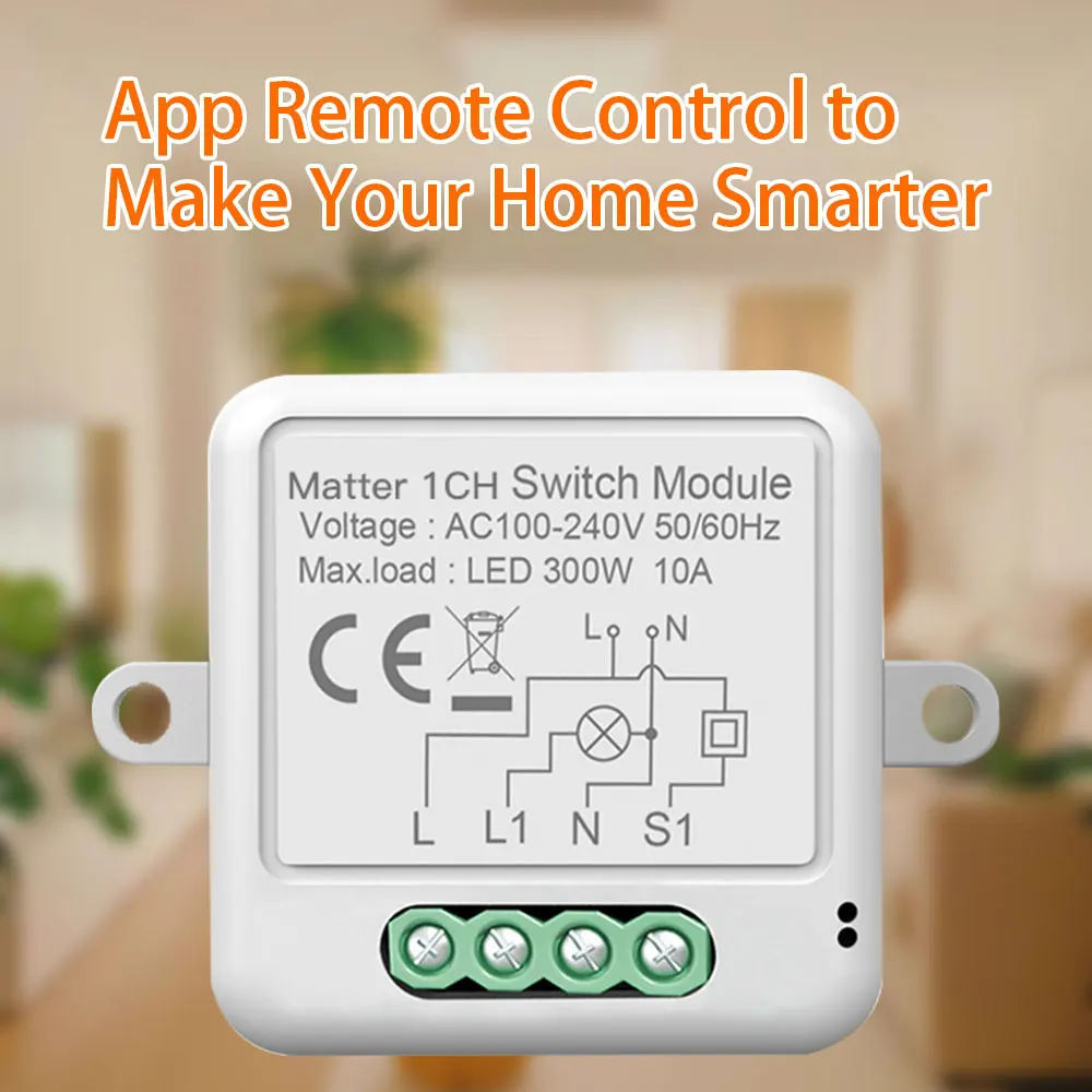 

Matter WIFI Smart Switch Module Relay Breaker HomeKit Wireless Control Breaker Works With Siri Alexa Google Home Smart Home Life