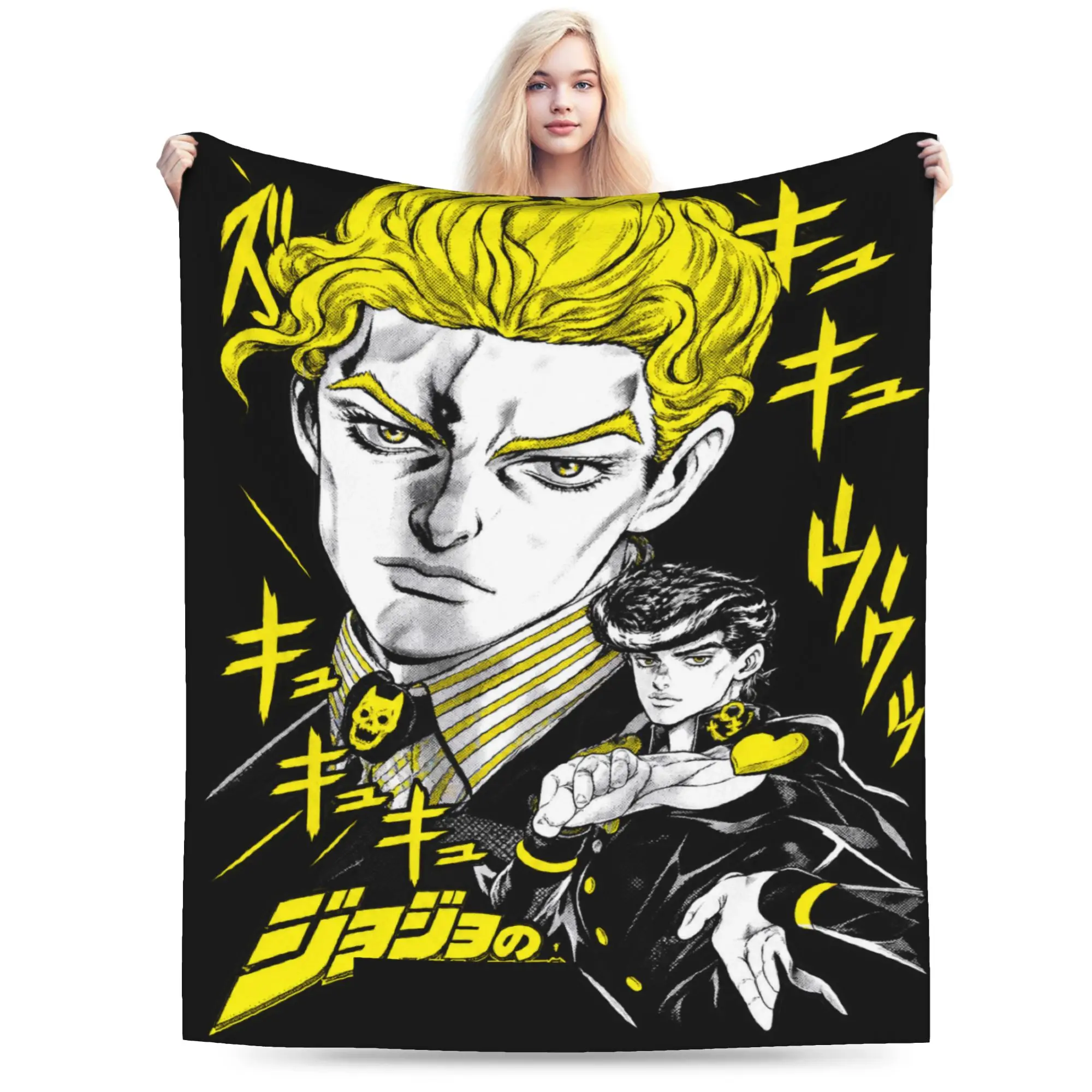 Jojo's Bizarre Adventure Yoshikage Kira Portrait Blanket  Travel Flannel Bedding Throws For Outdoor Warm Soft Quality Bedspread