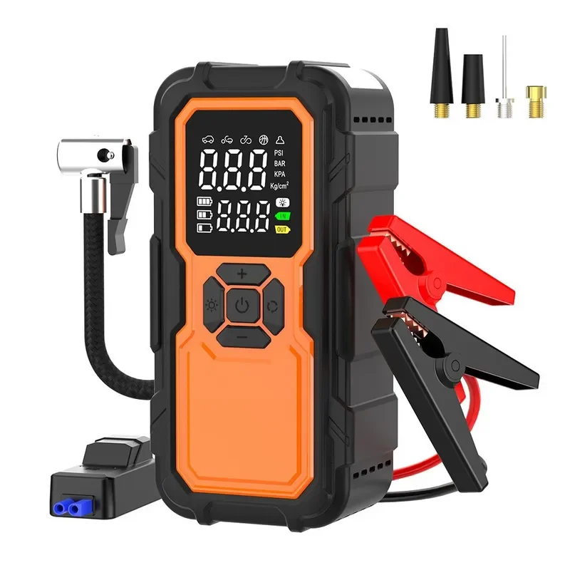 For Car Emergency Jump Starter Power Supply Air Pump All-in-One 12V Battery Portable Electric Power Bank Strong Start