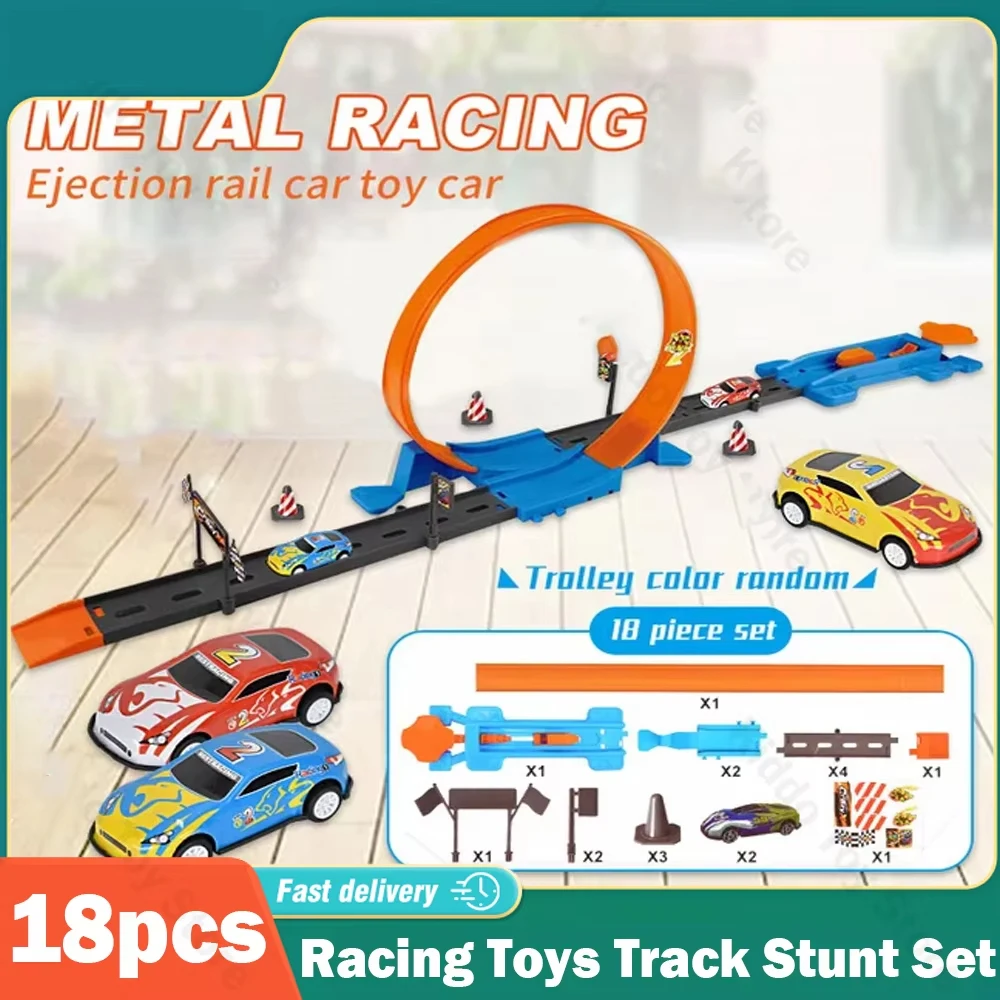 

Racing Toys Track Stunt Speed Car Wheels DIY Rail Kits Assembled Model 18pcs Boys Girls Children Gift for Kid Christmas Present