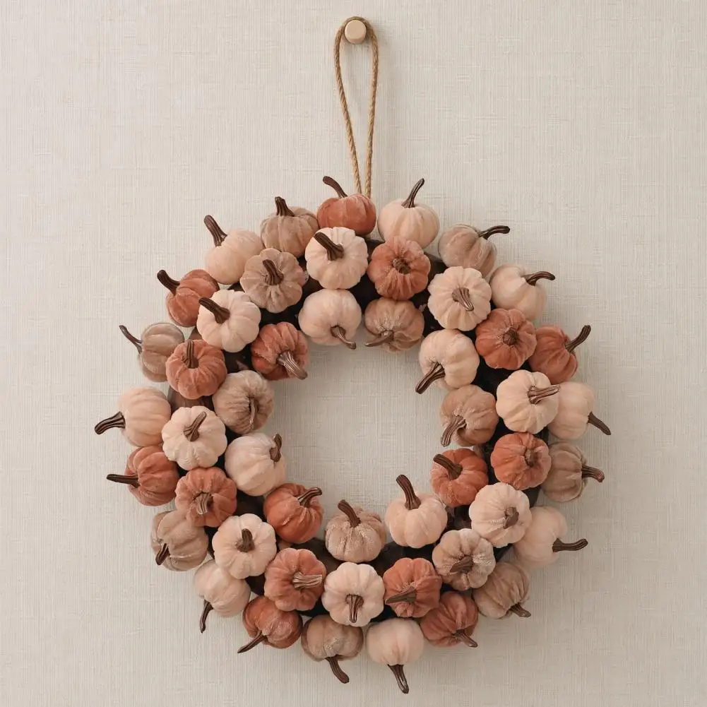 Velvet Pumpkin Fall Wreath 1
