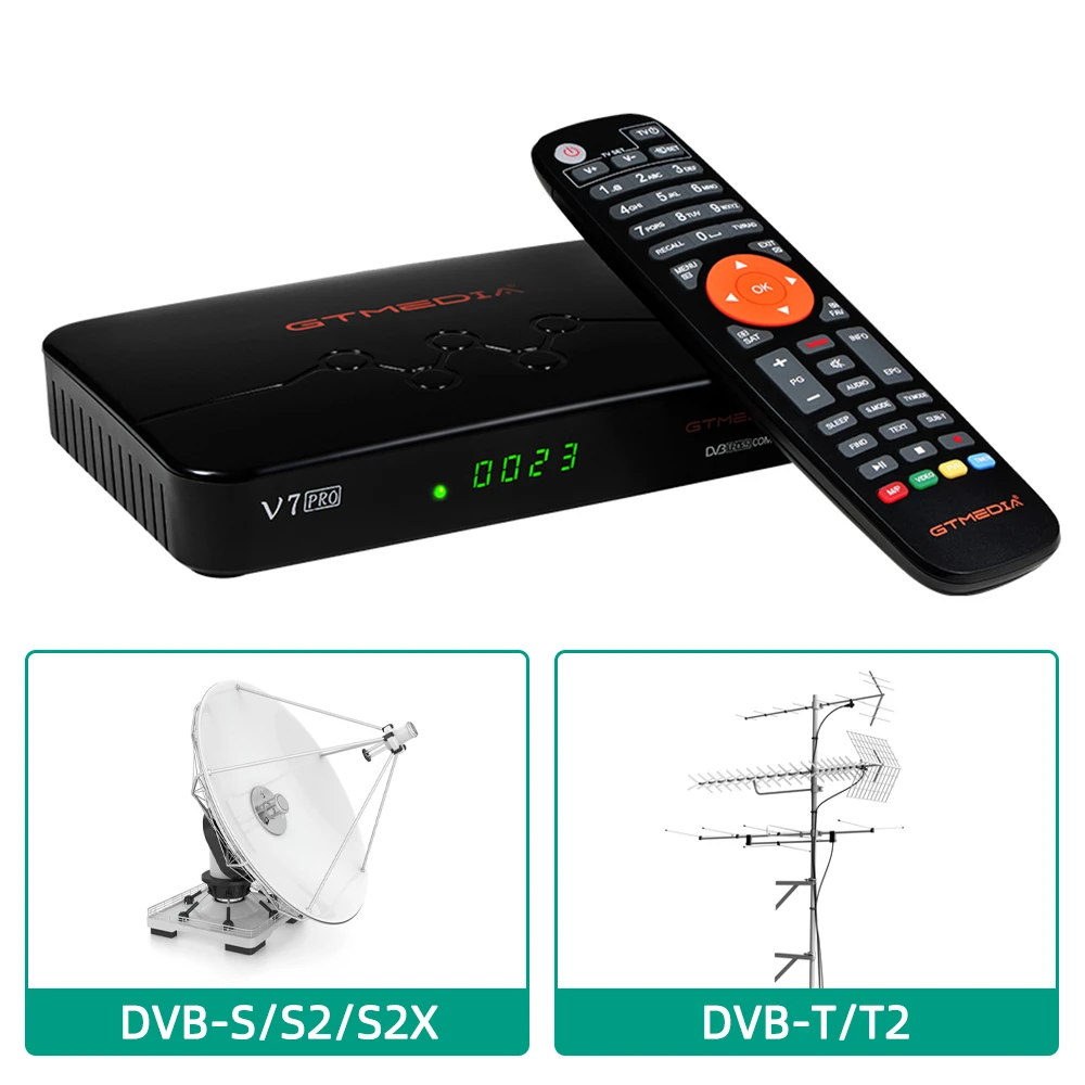 ​​GTMEDIA V7 Pro DVB-S/S2/S2X+T/T2 Satellite Receiver Support MARS/ECAM/CCAM/NEWCAM/Multi-stream/T2MI,Multi-room With USB Wifi