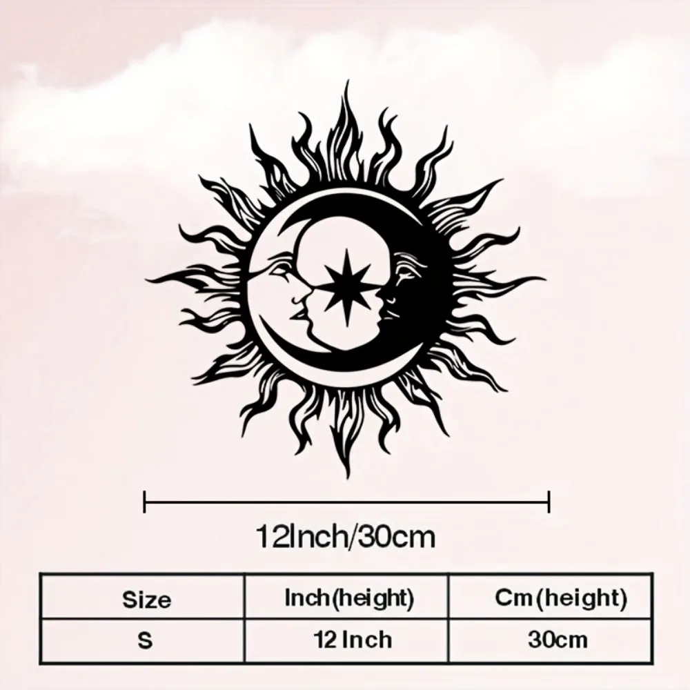 Boho Sun Moon Iron Wall Art Weatherproof Metal Statue Mural Living Room Bedroom Office Halloween Christmas Art Lovers Gift Decor