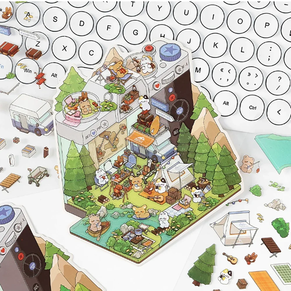 Creative 2.5D Landscape Stickers DIY Handmade Tent Landscape Decoration Stickers