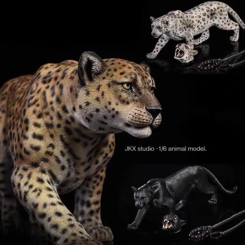 1/6 Black Panther Snow Panther Jaguar Model Simulation Leopard Handheld Double Headed Carving Animal Resin Collectible Ornament