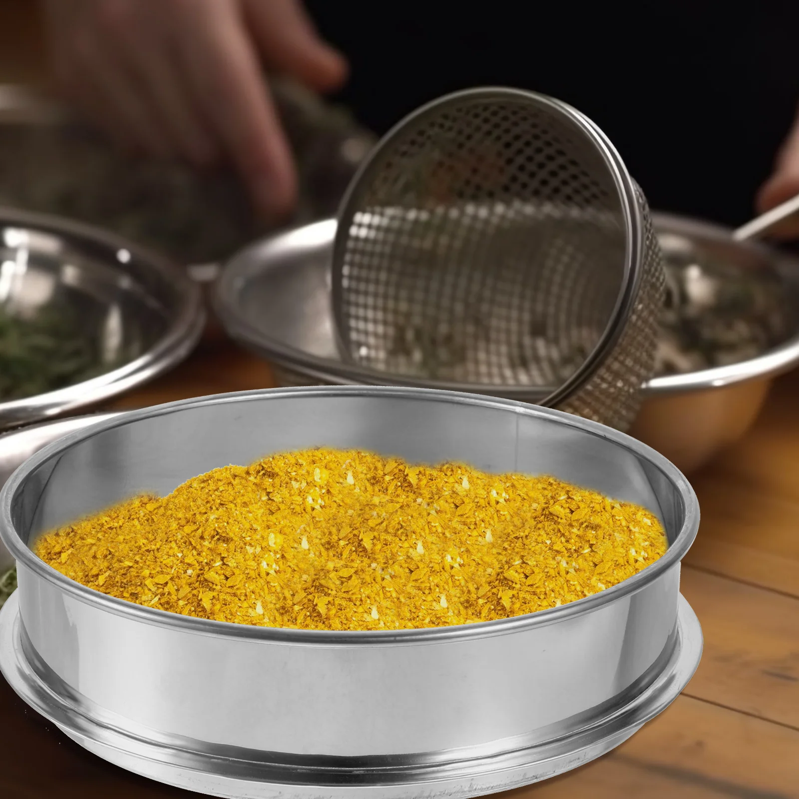 

1Pcs Stainless Steel Herbal Extractor Stackable Sifter Shaker Fine Screen for Herbal Resin Powder Silica Sand Food