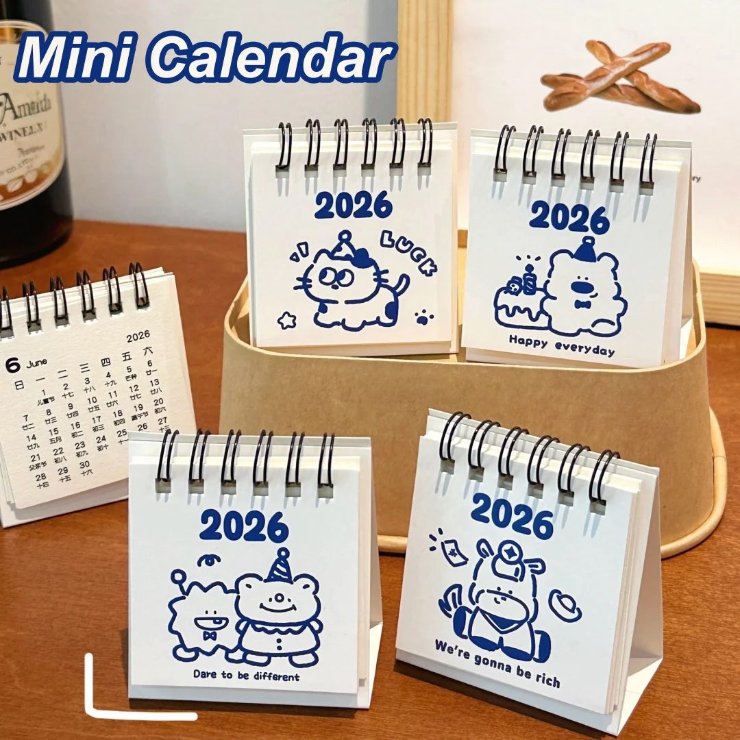 أجندة مكتبية /رزنامة مكتبية 2026 2025 زخرفة صغيرة خطة التقويم كتاب لطيف تقويم صغير مكتب سطح المكتب الديكور مهرجان هدية #4