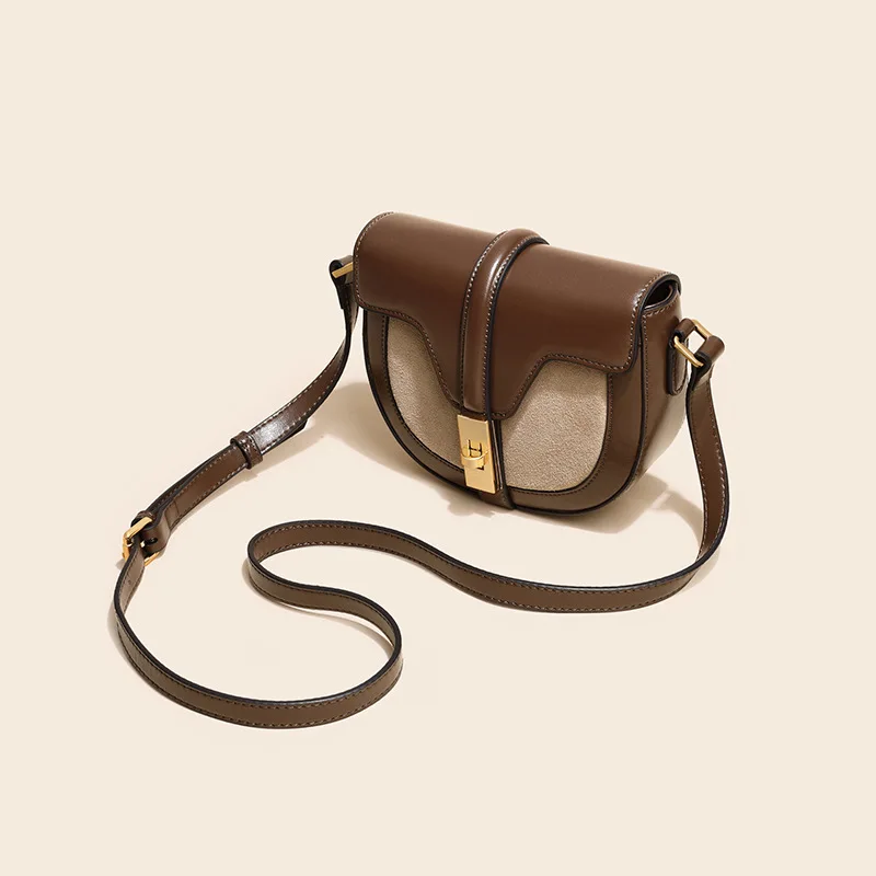 Vintage Saddle High Quality Leather Shoulder Bag For Women Multifunction Serpentine Design Female Hasp Crossbody Purse Bag