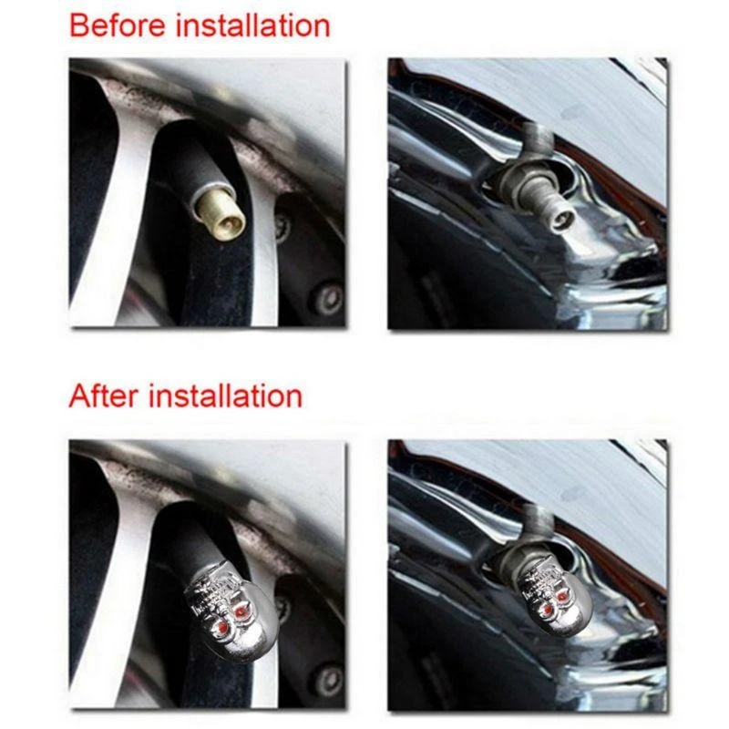 XA6H 5Pc Skull Tyre Tire Wheel Car Auto Valves Cap Dust Stem Cover BicycleMotocycle