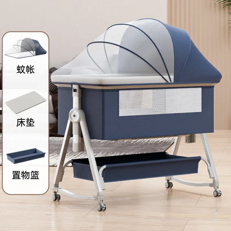 Foldable Crib Newborn Bed Splicing Multifunctional Baby Rocking Bed Bb Children's Bed Rocking