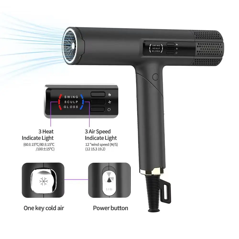 Profesional 2024 peluquería doméstica dedicado secador de aire inverso alisador comercio secador de pelo sin ruido