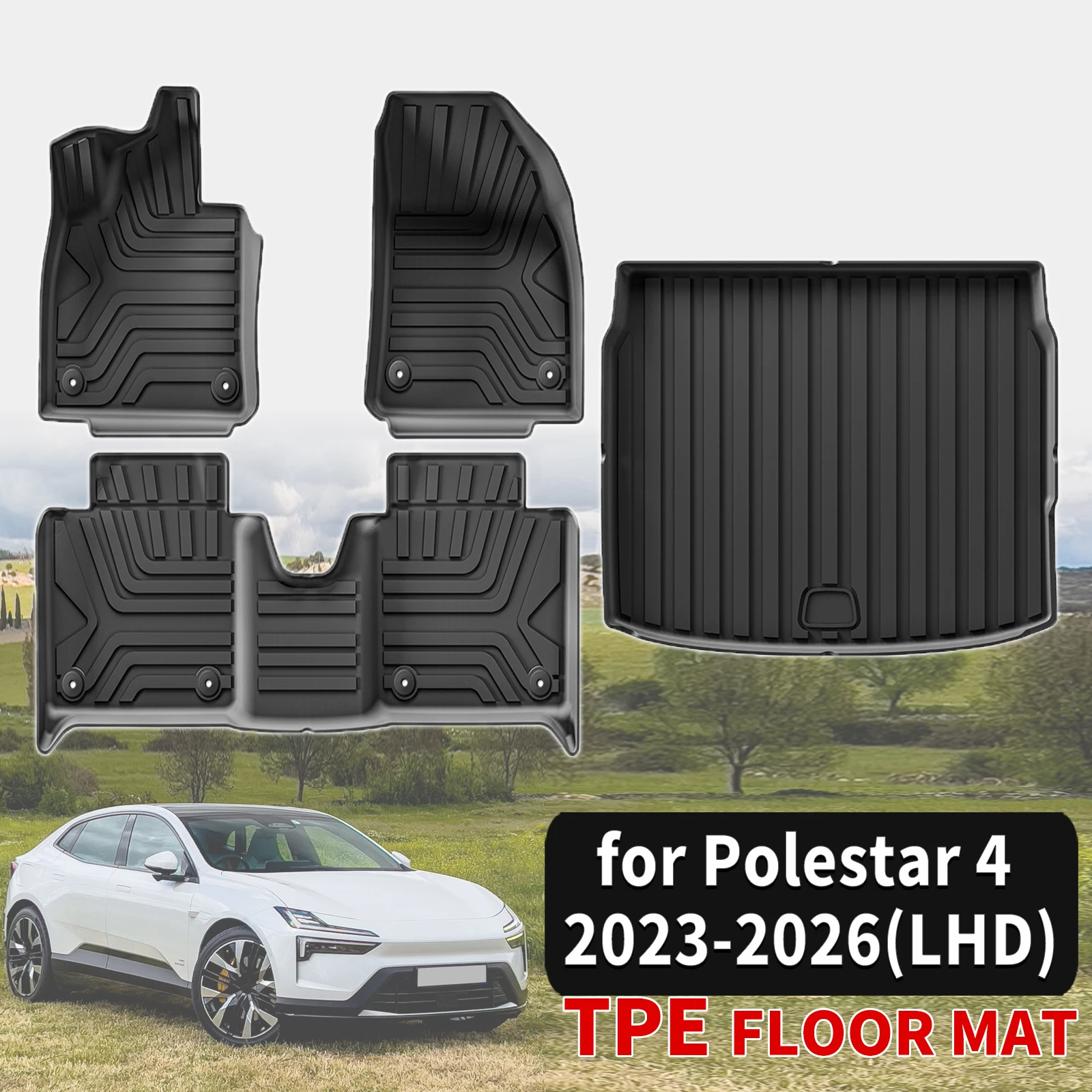 

for Polestar 4 2023-2026 Custom Eco-Friendly All-Weather Waterproof TPE Floor & Trunk Mats (Not Fit For Right Hand Drive)
