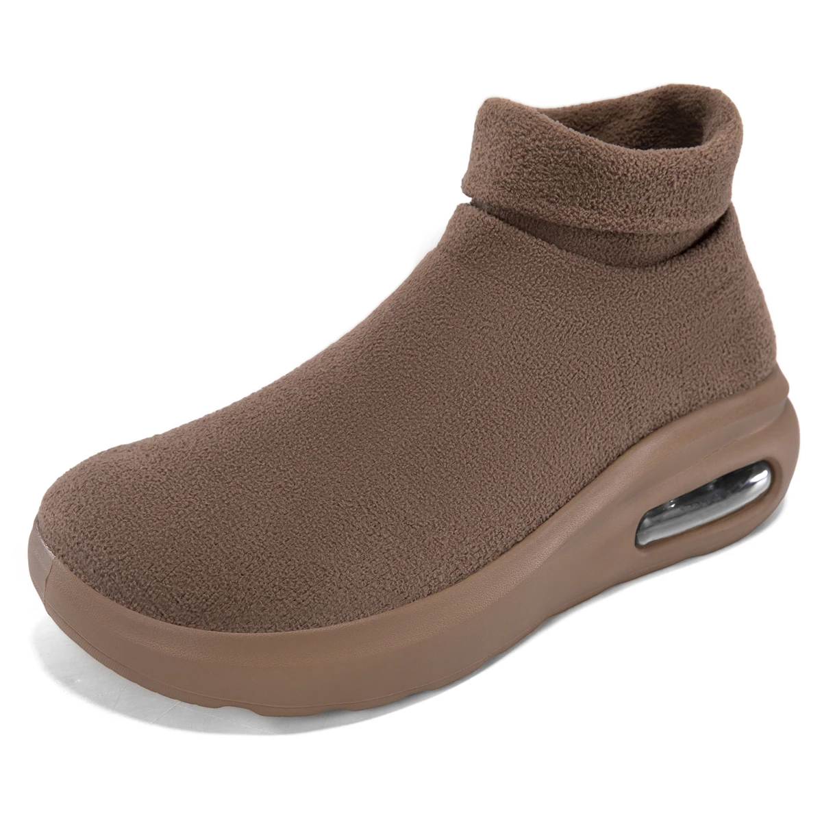 Wide Fit Barefoot Feel Fleece Upper Unisex Sneakers, Winter Warm Shock Absorption Thick Sole Ankle Booties