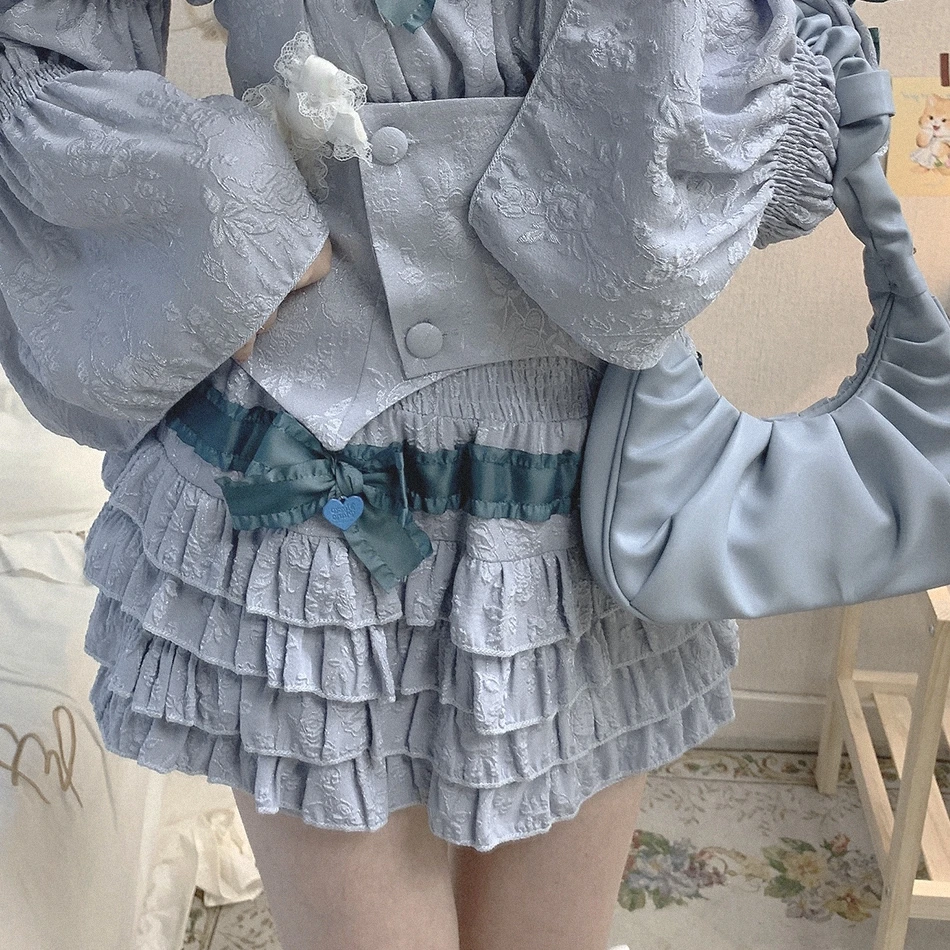 Gaono Lolita Cake Mini Rokken Vrouwen Japanse A-lijn Hoge Taille Plooirok Girly Kawaii Liefde Y2k Gelaagde Rokken Fee Outfit