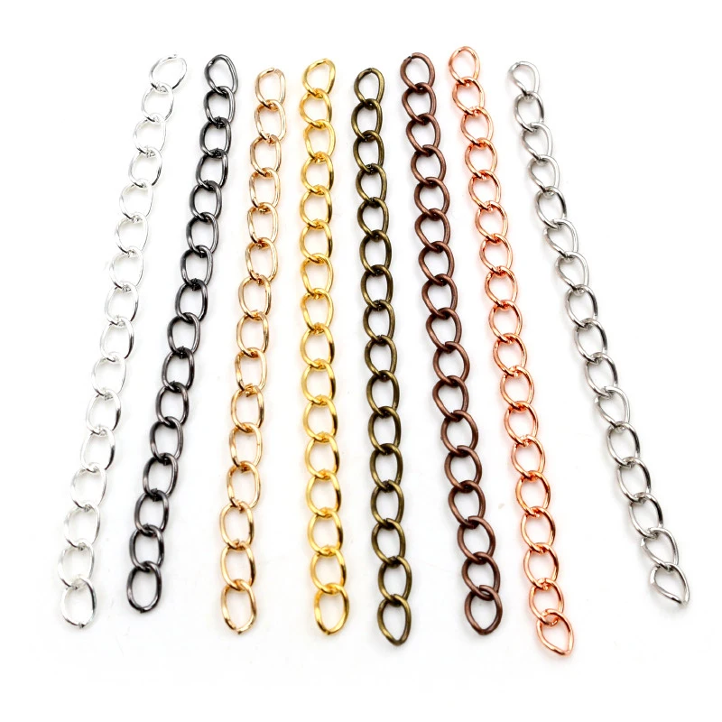 50pcs/lot 50mm 70mm 5x4mm Necklace Extension Chain Bulk Bracelet Extended Chains Tail Extender For DIY Jewelry Making Findings