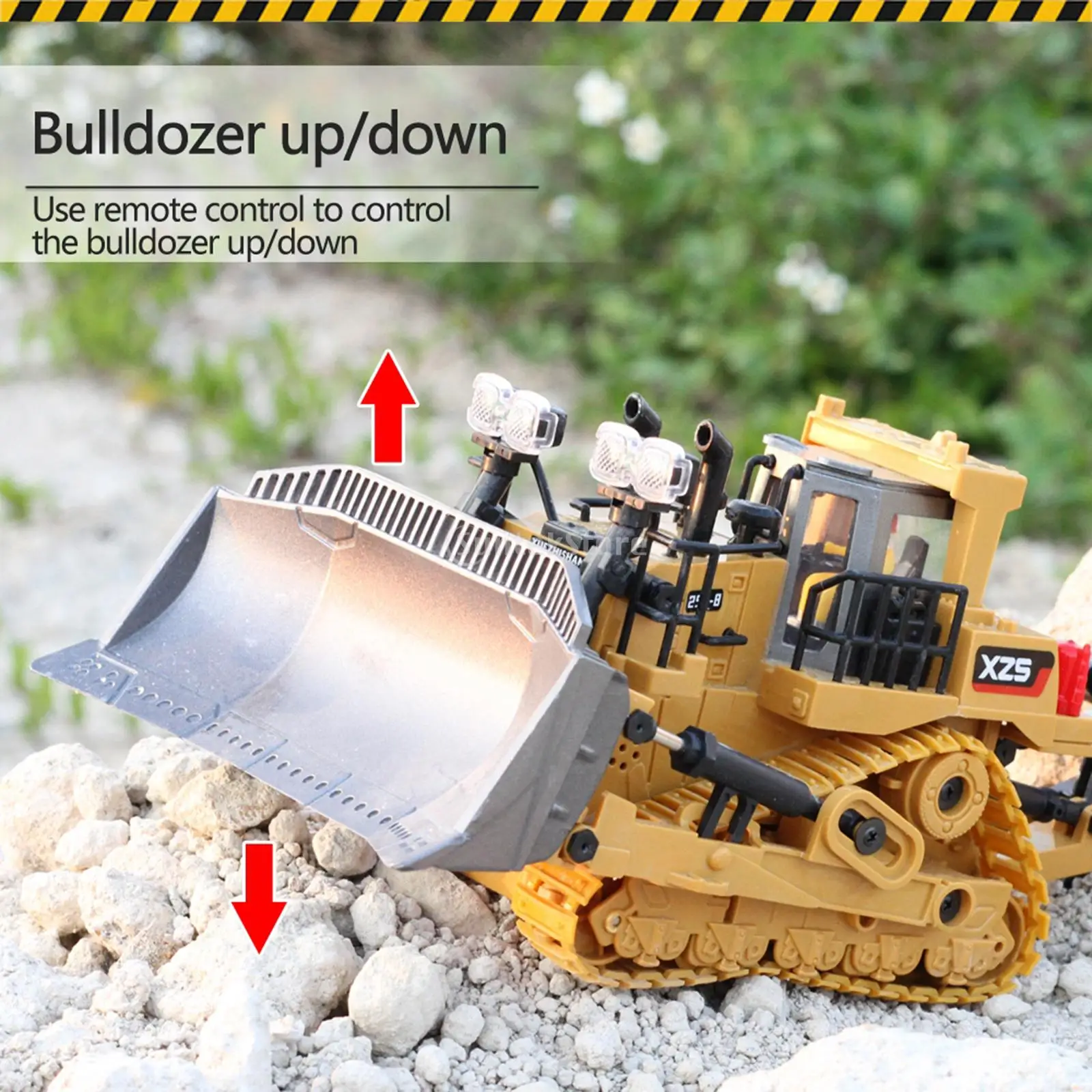 2.4Ghz RC Bulldozer 1/24 with Light & Sound Construction Diecast Engineering Car Dump Excavator Plastic/Alloy for Child‘s Gifts