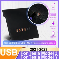 For Tesla Model 3 Model Y 2021-2023 Tesla Car Accessories Car Central box USB HUB Restore data function 65W 30W 4 USB+2 Type-C