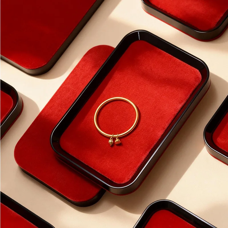 

Поднос для украшений с окрашенной отделкой, элитный красный поднос для демонстрации браслетов и шнурков для украшений, антикварная демонстрационная тарелка