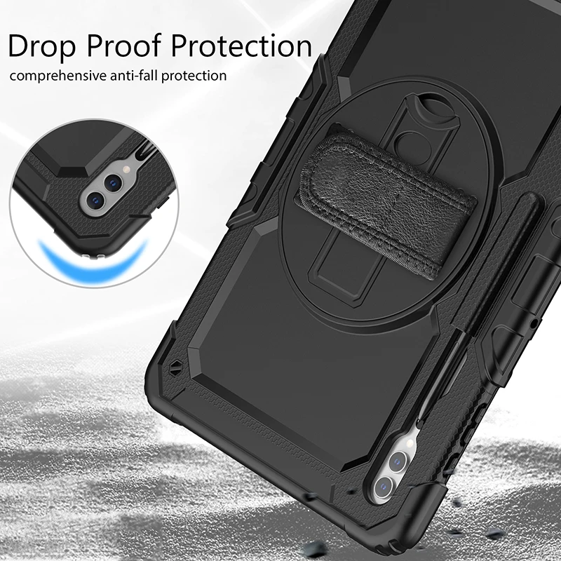 Case For Samsung Galaxy Tab S9 S8 Ultra 14.6 inch X910 X916B Tablet Case Kickstand Shoulder Strap Pencil Slot 360 Rotation Cover