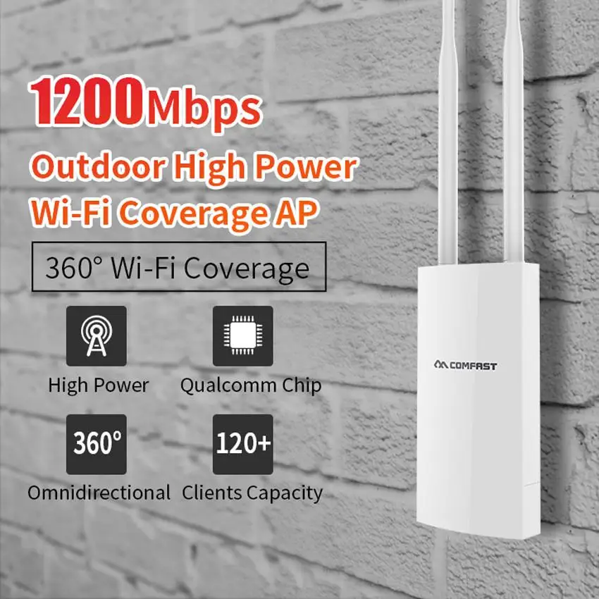 

COMFAST CF-EW72 V2 двухдиапазонный 2,4 ГГц и 5,8 ГГц наружный Wi-Fi роутер водонепроницаемый расширитель диапазона Wi-Fi