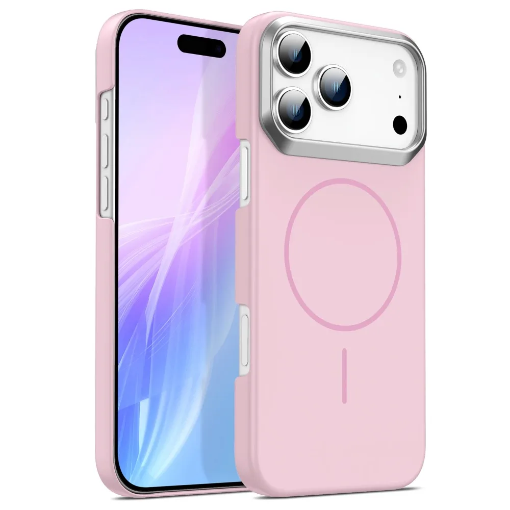 Hautgefühl Anti-Drop Metall Objektiv Hoop PC Fall für IPhone17 Pro Max Air 16 15 14Plus 13 12 für Magsafe Lade Matte Schützen Abdeckung