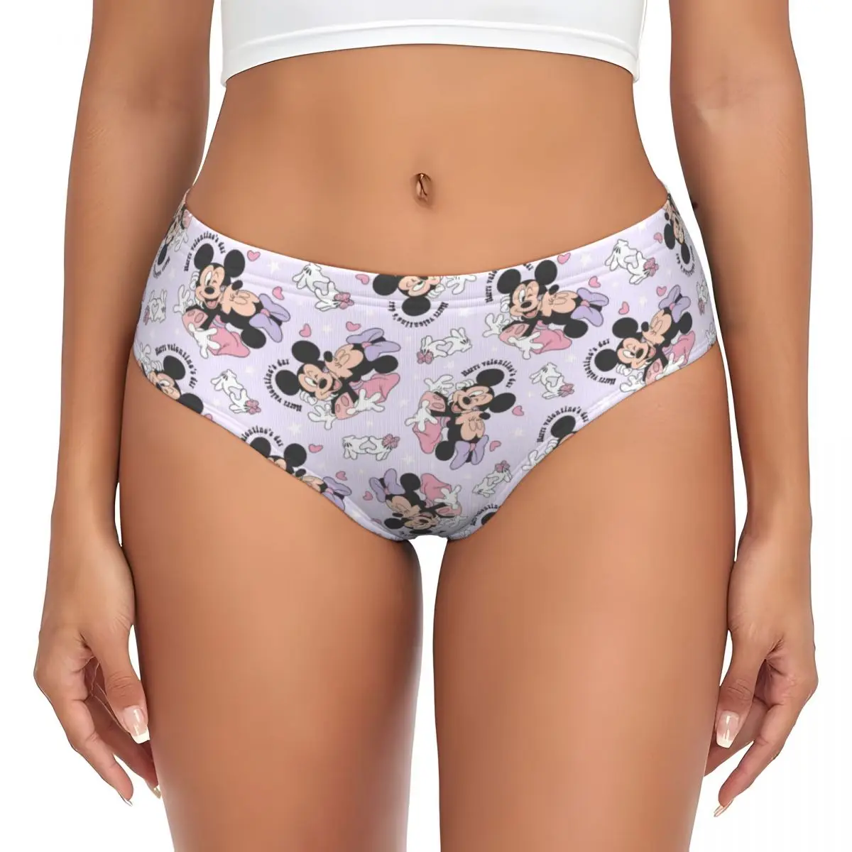 Women's Disney Minnie And Mickey Briefs High Waisted Seamless Underwear Invisible Full Coverage Briefs Panties