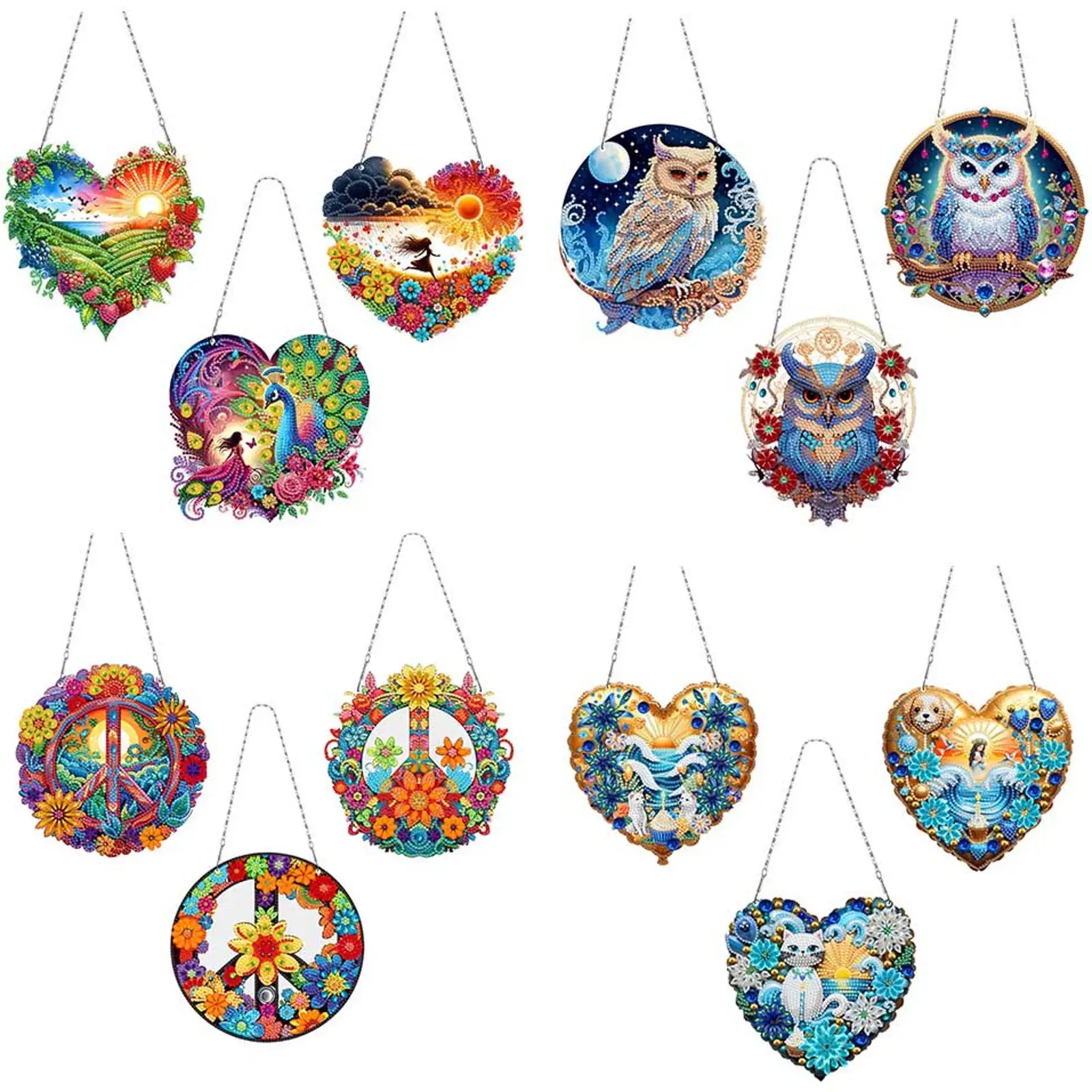 

Ocean Waves 5D DIY Diamond Painting Dots Pendant Rhinestone Diamond Art Pendants Diamond Painting Hanging Pendant for Art Crafts