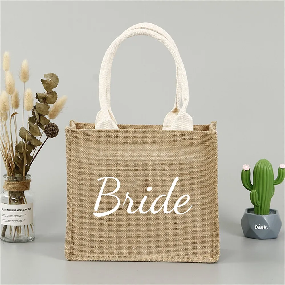 New Bride Linen bag  Bohemian style handbag for bride Wedding decorations Creative wedding gifts Bridal shower favor