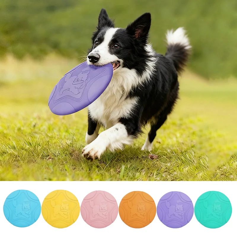 

Bite-resistant Silicone Dog Flying Disk Toy Multifunctional Colorful Floating Outdoor Training Interactive Dog Toy Pelota Perro