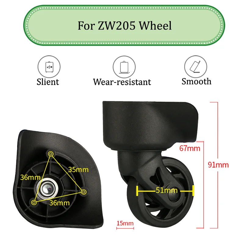 

For ZW205 Universal Wheel Replace The Luggage with Quiet Wear-resistant Push-pull Smooth Shock Absorption Replacement Accessory