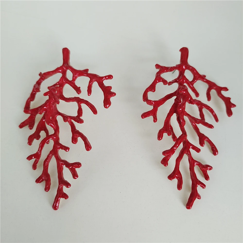 

Fashion Statement Big Red Coral Earrings Women Ladies Jewellery Indian Boho Ethnic Retro Statement Large Metal Earrings 2025 New
