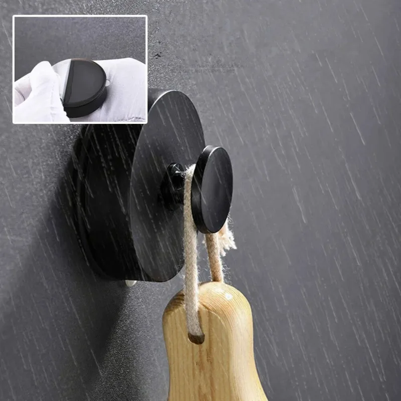 Black Plastic Sucker Wall Hooks Suction Cup Seamless Stick Hook Multifunctional Wall Hanger for Bathroom Kitchen Bag Holder