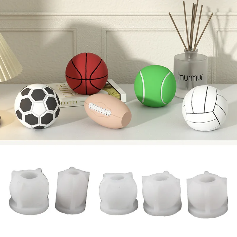 DIY handmade mold 3D football basketball rugby can be used for ornament volleyball baseball design aromatherapy candle mold