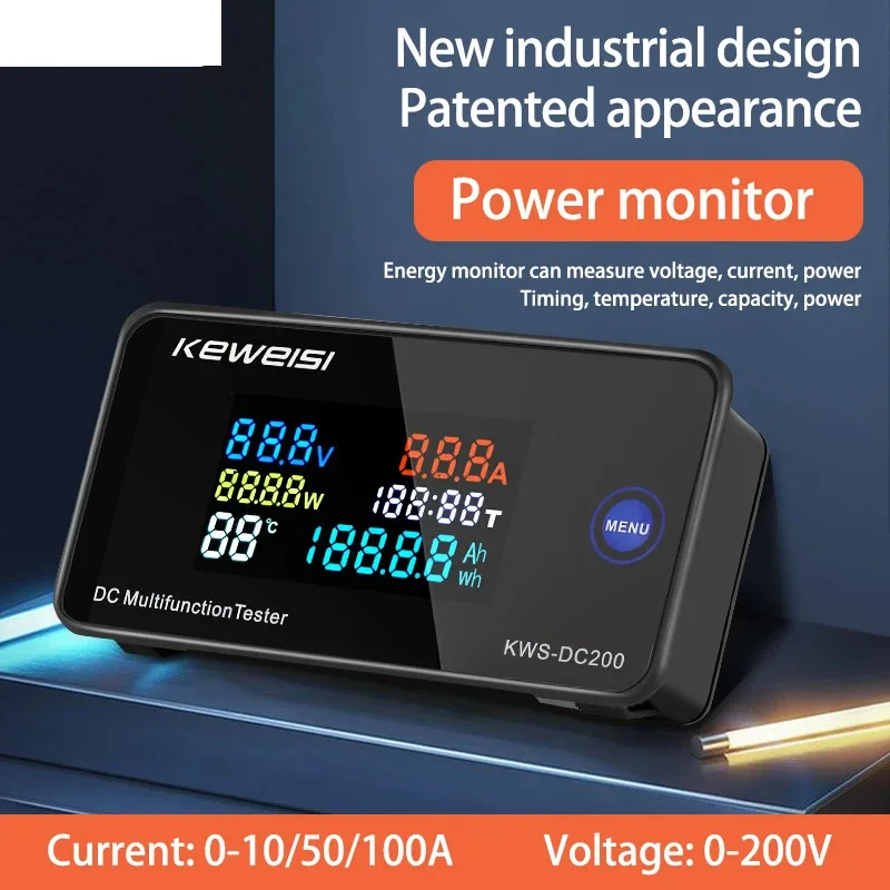 Cyfrowy wyświetlacz DC miernik napięcia prądu kolorowy ekran Tester mocy watomierz DC Monitor zasilania DC licznik elektryczny analizatory mocy