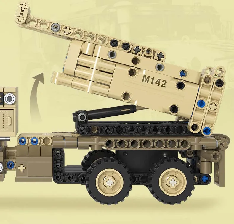 Amerikanische moderne Militär-HIMARS-Bausteine, M142 Hochmobile Artillerie-Raketenwagen-Set, Armee-Fahrzeug-Spielzeug als Geschenk – Detail 4