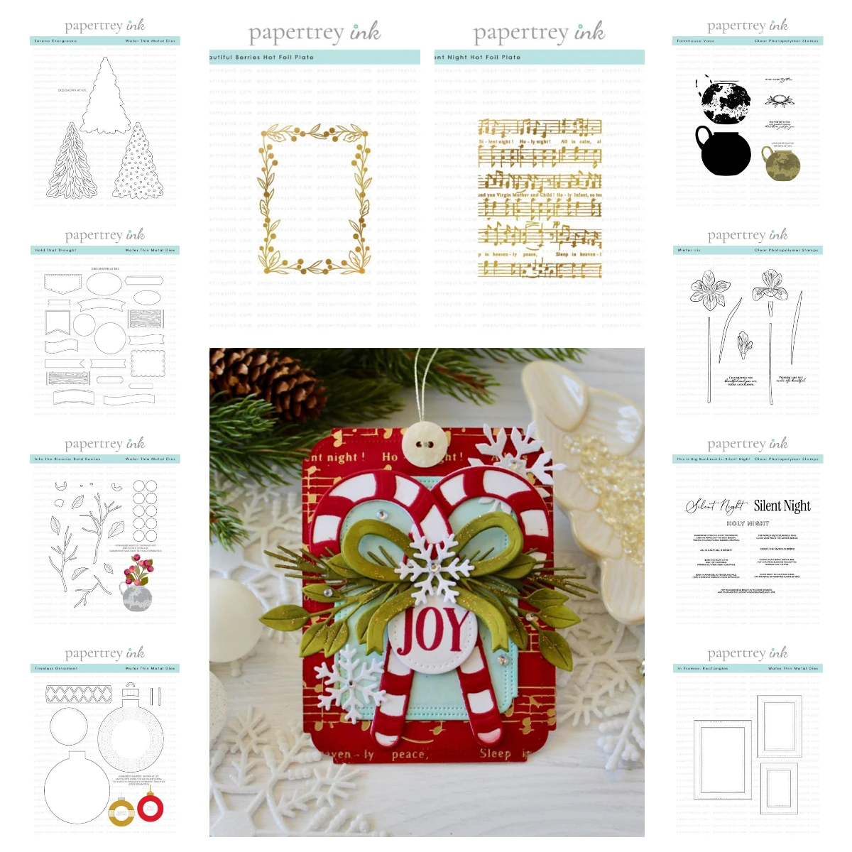 

Winter Iris Christmas Metal Cutting Dies Pierced Stitched Die and Stamps Silent Night Hot Foil Plate DIY Scrapbooking Stencils