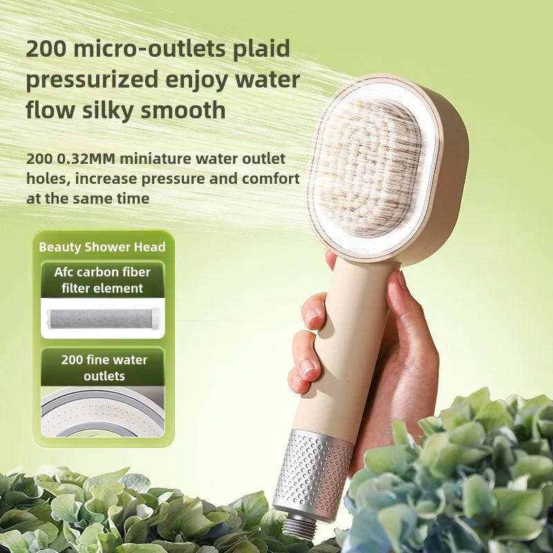 Filter Shower Head High Pressure Shower Nozzle Bathroom Shower Accessories Universal Water‑Saving Bathroom Brush Set