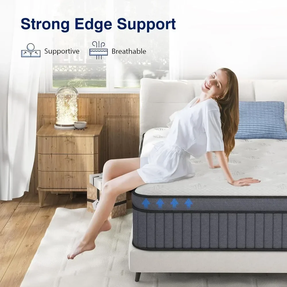 King Mattress, Upgrade Strengthen - 12 Inch Hybrid King Mattresses in A Box, High Density Memory Foam, Firm Mattress, Colchon