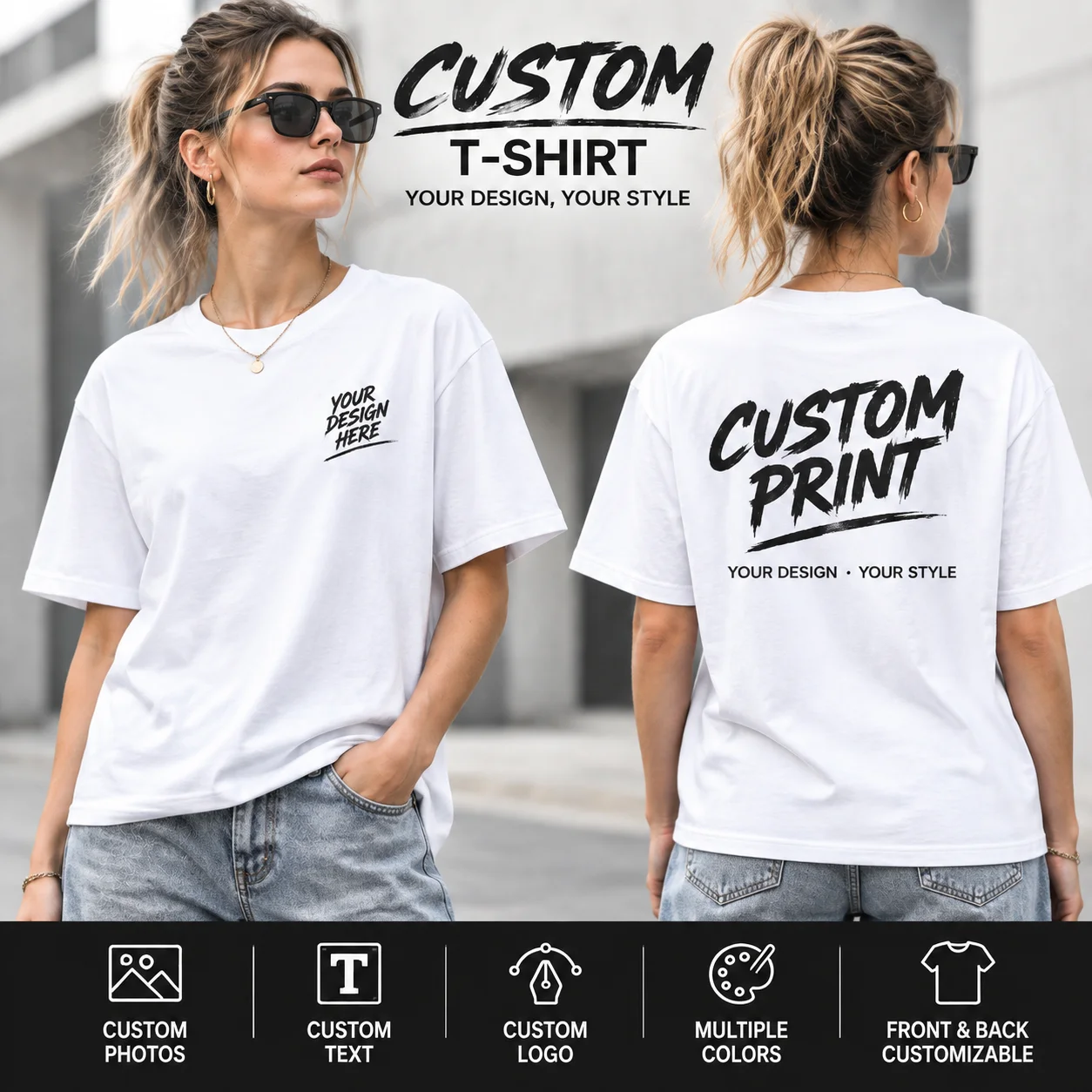 Custom-Made Women's round Neck Short-Sleeved Cotton T-Shirts Personalized Team Tee for Gatherings Gyms Sports
