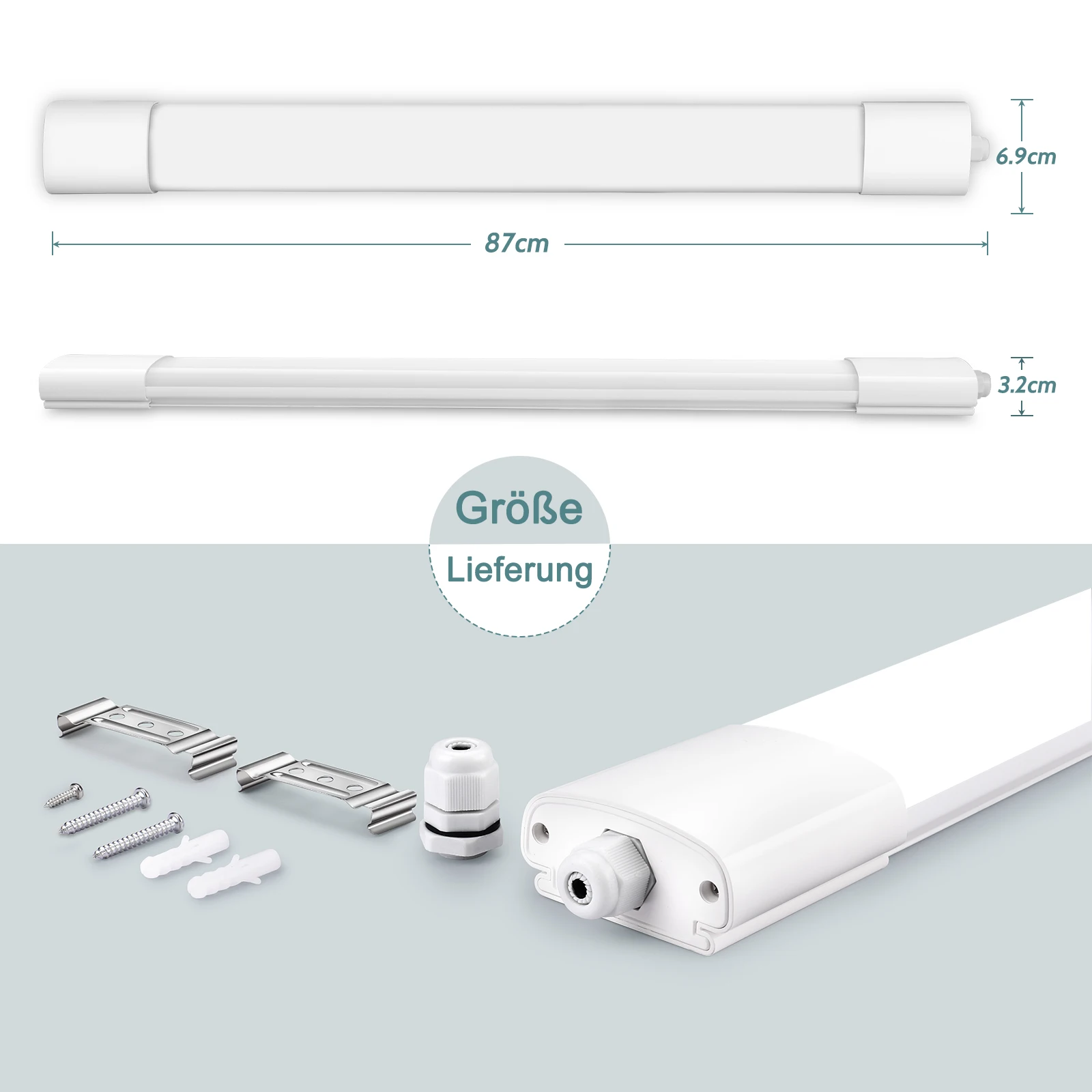 NONE 3er-Pack 20 W/30 W/36 W LED-Nassraumleuchten, verknüpfbar, LED-Deckenleuchten, 4000 K, IP66, geeignet für Wohnzimmer, Küche, Keller 3