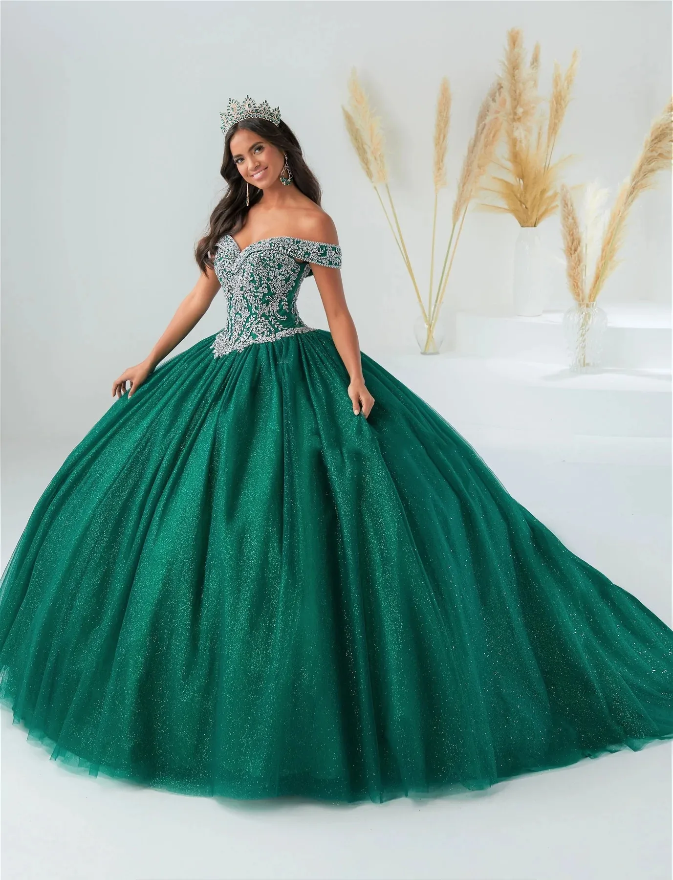 Vestidos de quinceañera champán, vestido de baile sin hombros de tul con cuentas mexicanas dulces 16 vestidos 15 años