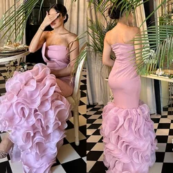 Jiayigong  Jersey Pleat Ruched Party A-line Strapless Bespoke Occasion Gown Long Dresses Saudi Arabia