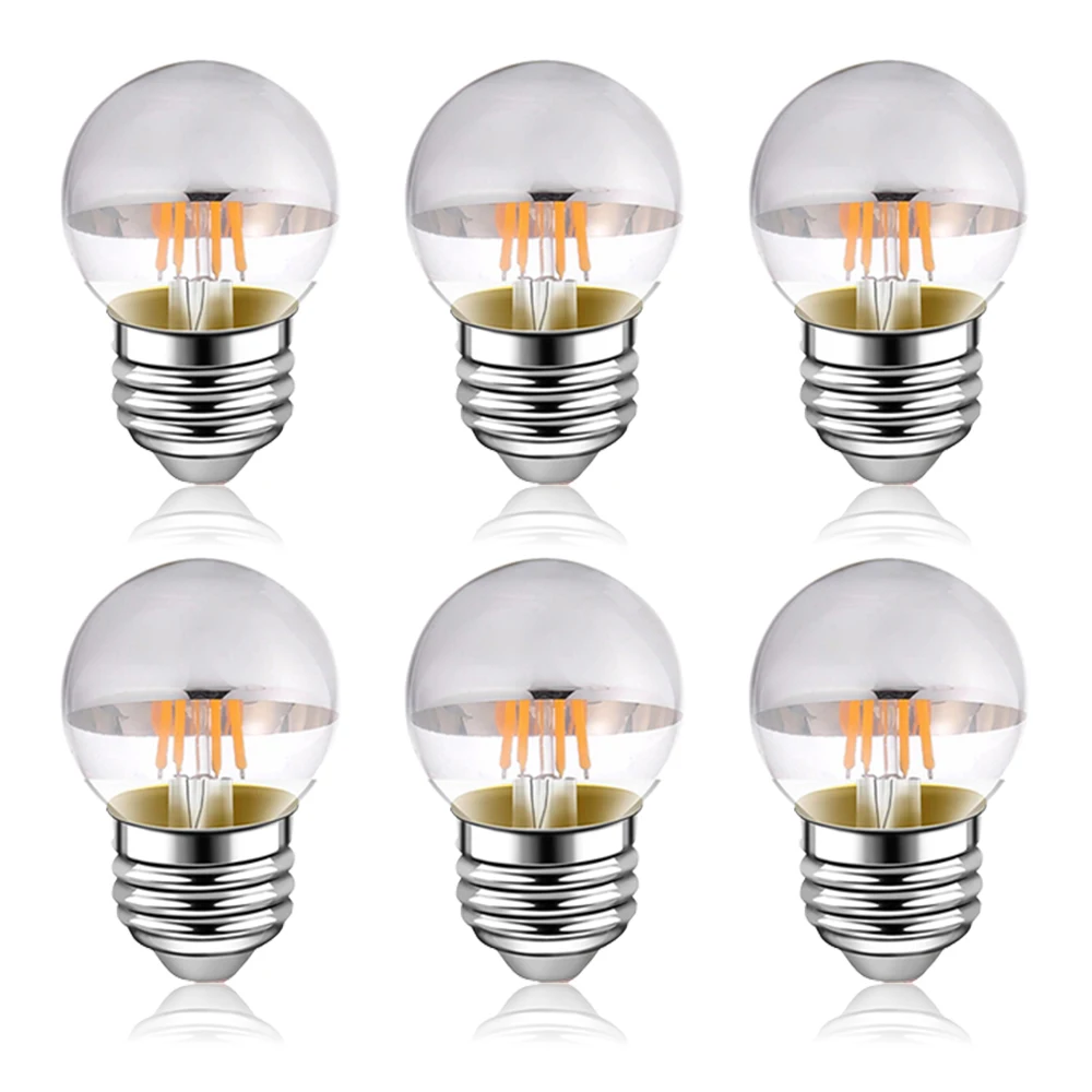 Dimmable Vintage Light Bulb E27 Half Chrome 4W 2700K 220V 110V 40W Equal G45 Pendant Replace LED Filament Light Bulb Decorative