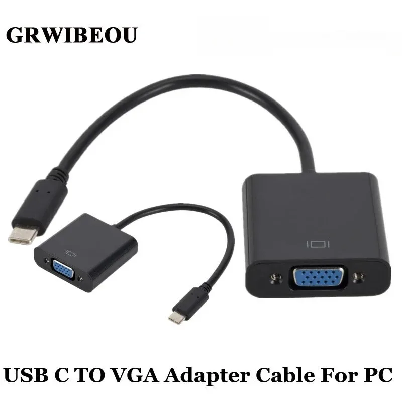 USB C To VGA Adapter Cable Type-C USB 3.1 To VGA Adaptor for MacBook Pro MacBook Air 2019 Samsung Galaxy S9/S8 USB C TO VGA