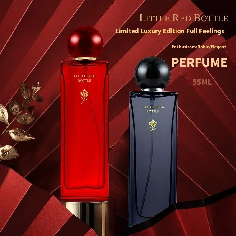 Botol merah kecil parfum botol hitam kecil parfum wanita wangi tetap segar mulia hangat elegan parfum 55ml