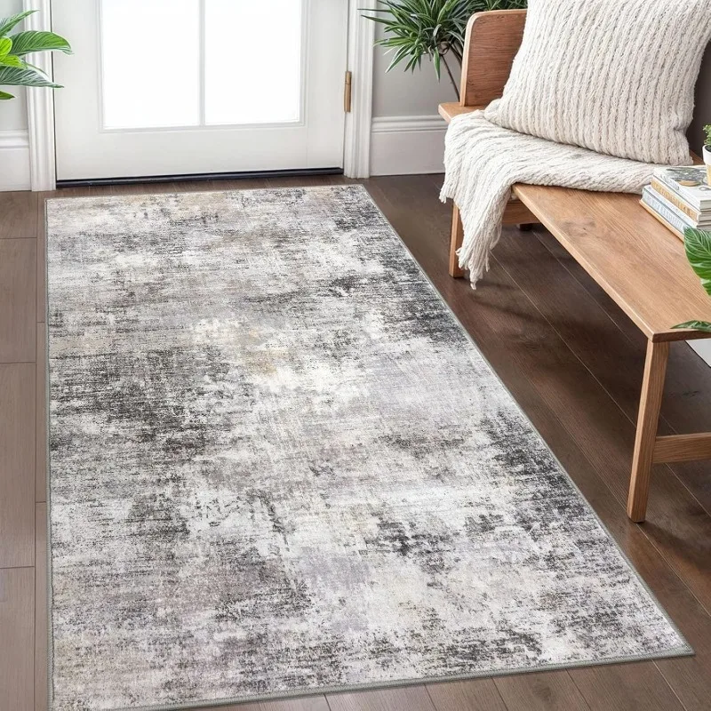 

Abstract Area Rug 3x5 Ft Washable Rugs for Entryway Indoor, Non Slip Kitchen Rug Printed Faux Wool Throw Rugs, Indoor Do