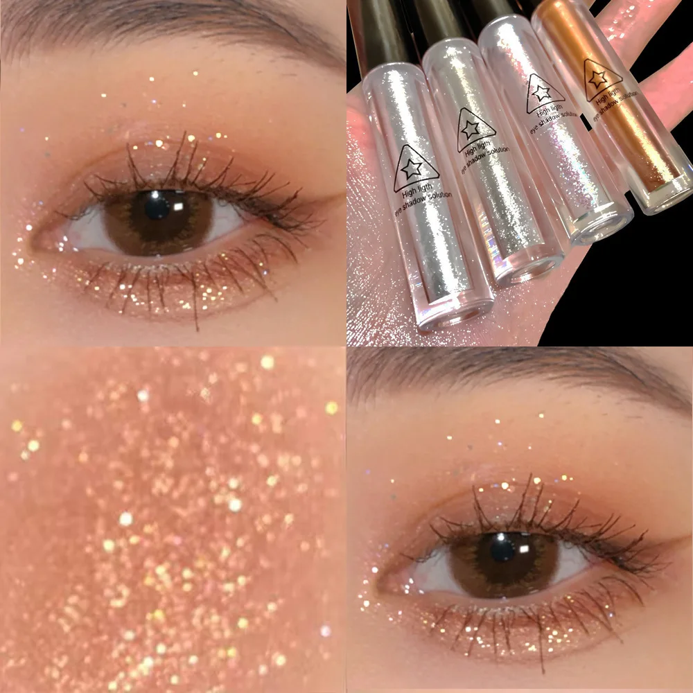 Vloeibare Oogschaduw Glitter Markeerstift Parelmoer Lovertjes Vloeibare Oogschaduw Eyeliner Liggend Zijderups Blijvende Glanzende Ogen Make-Up